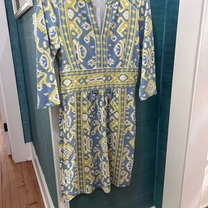 J. McLaughlin spandex 3/4 length, open collar, dress